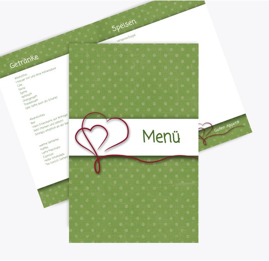 Hochzeit Menükarte Gepunktet Grasgruen 148x210mm