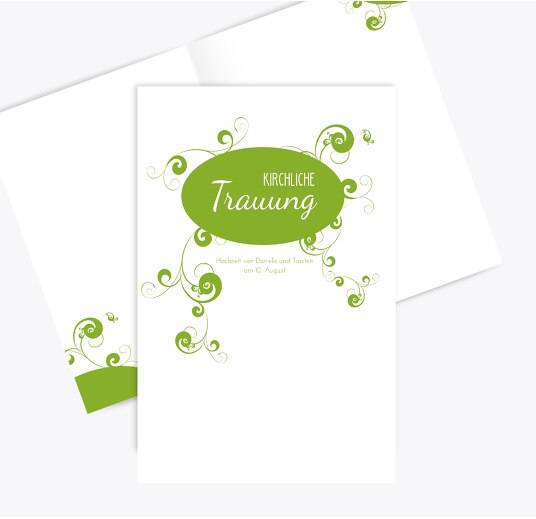 Hochzeit Kirchenheft Umschlag squiggle chubby Grasgruen 148x210mm