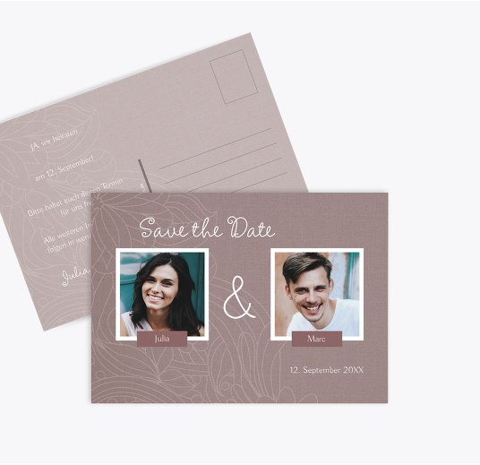 Save-the-Date Vintage Flower HellRotMatt 148x105mm