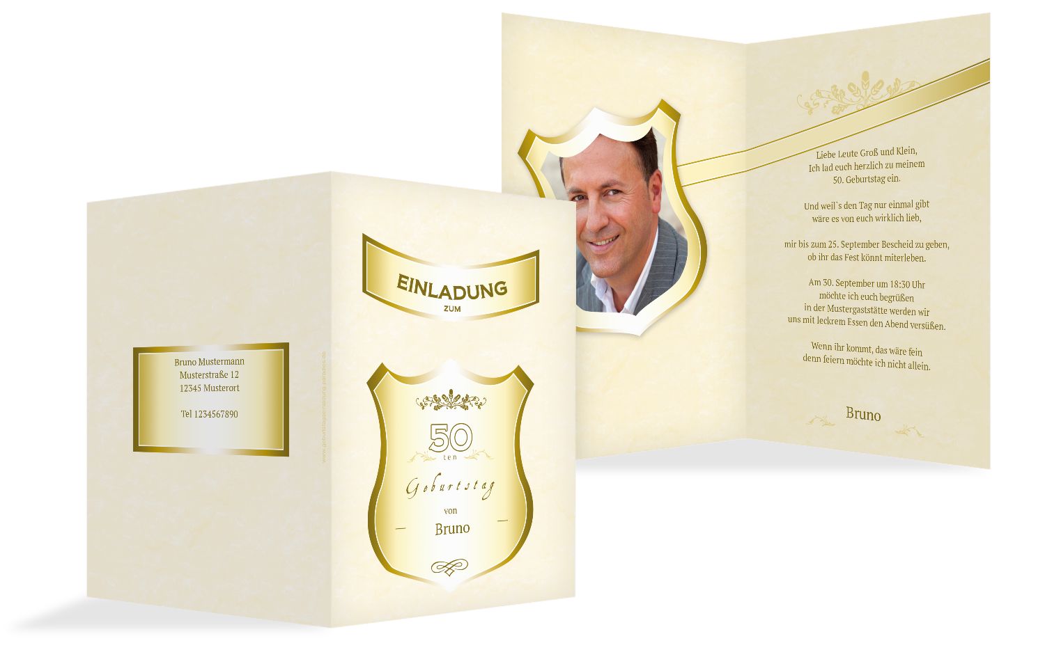 Geburtstagseinladung Label 50 Foto Selbst Gestalten