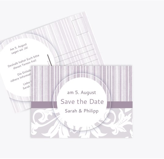 Save-the-Date Streifenzauber LilaFlieder 148x105mm