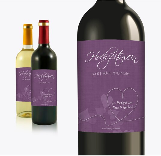 Hochzeit Flaschenetikett ewiges Band LilaFlieder 90x120mm