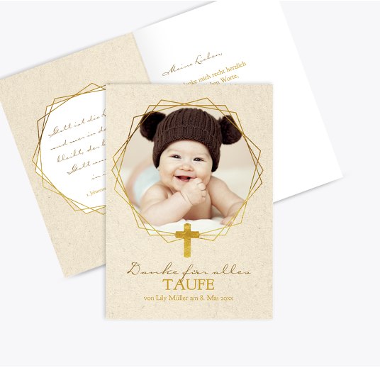 Taufe Dankeskarte Goldrausch OckerGelb 105x148mm