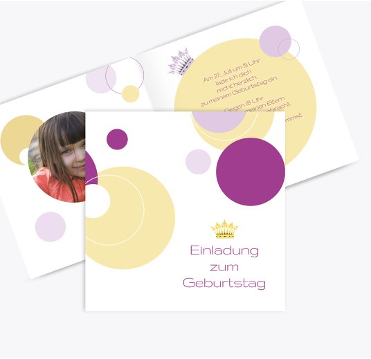 Geburtstagseinladung Foto Prinzessin Pinklila 145x145mm