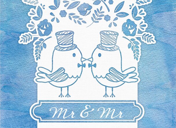 Ansicht 3 - Hochzeit Dankeskarte Vogelpaar- Männer