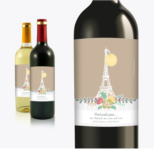 Flaschenetikett Paris Trauerbeige 90x120mm
