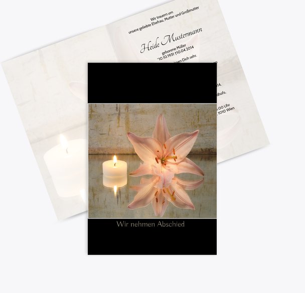 Trauerkarte Kerze und Blume