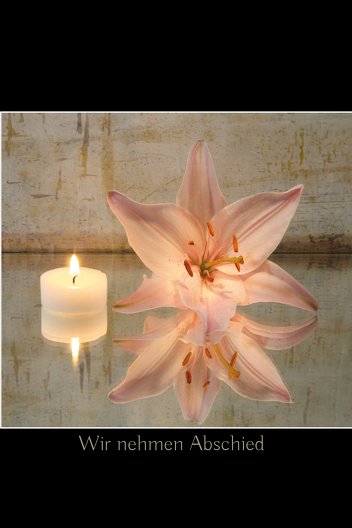 Ansicht 3 - Trauerkarte Kerze und Blume