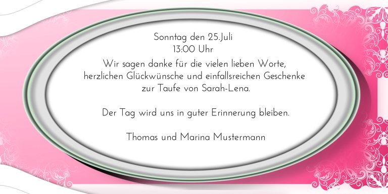 Ansicht 5 - Taufe Dankeskarte Oval Frame