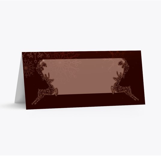 Tischkarte Schnörkelhirsch Dunkelrotbraun 100x44mm