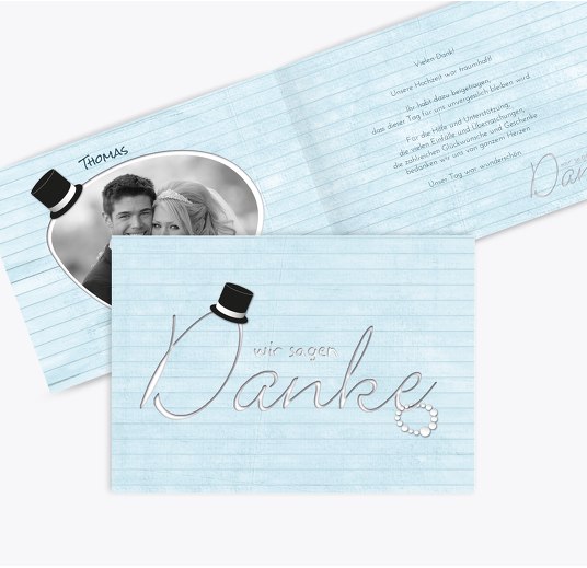 Hochzeit Dankeskarte Kette Zylinder Himmelblau 148x105mm