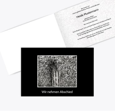 Trauerkarte Efeutür quer