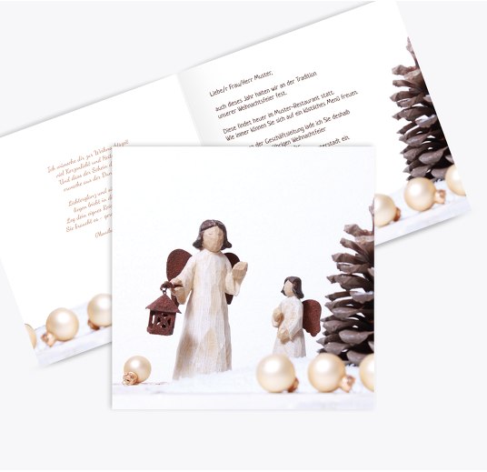 Einladung Weihnachtsengel Braun 145x145mm
