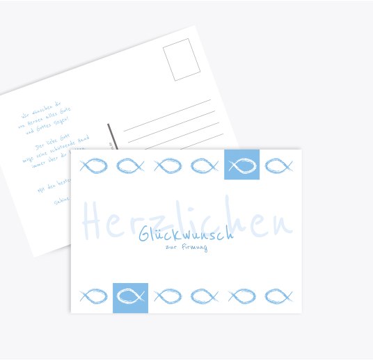 Glückwunschkarte Firmung Fische MattBlau 148x105mm