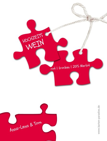 Ansicht 2 - Hochzeit Flaschenetikett Puzzleteile