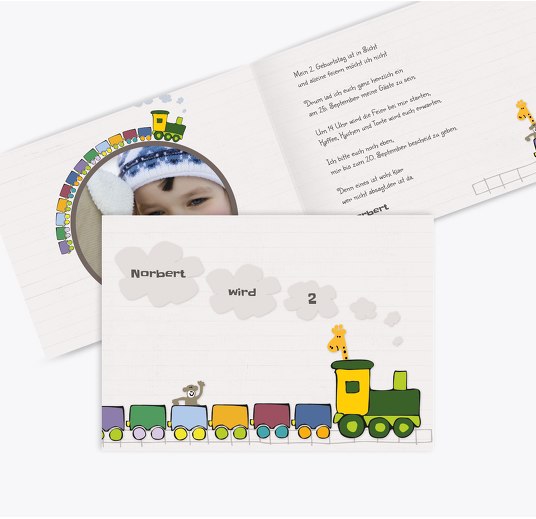 Einladung Foto Zoozug Weiß 148x105mm