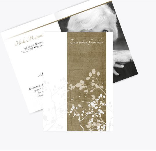 Sterbebildkarte Blätter Hellbraun 74x105mm