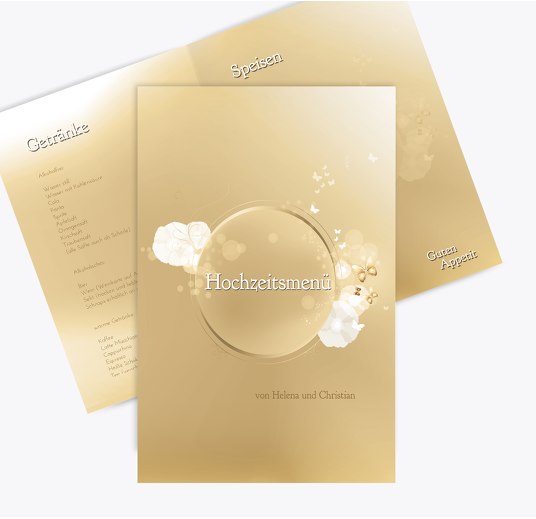 Hochzeit Menükarte Liebeszauber BeigeOrange 148x210mm