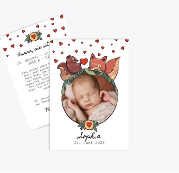 Geburtskarte Waldtiere