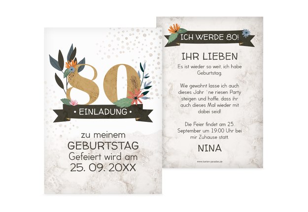 Einladungskarten zum 80. Geburtstag | karten-paradies.de