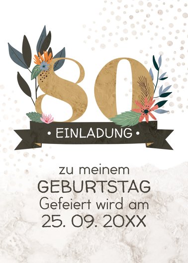 Ansicht 2 - Geburtstagseinladung Blumenzahl 80