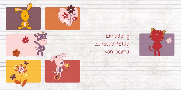 Ansicht 3 - Einladungskarte Tierische Elemente