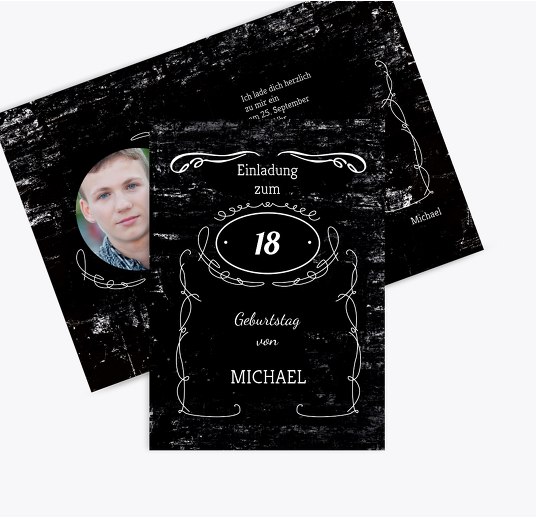 Geburtstagseinladung Jackcard 18 Foto Weiß 105x148mm