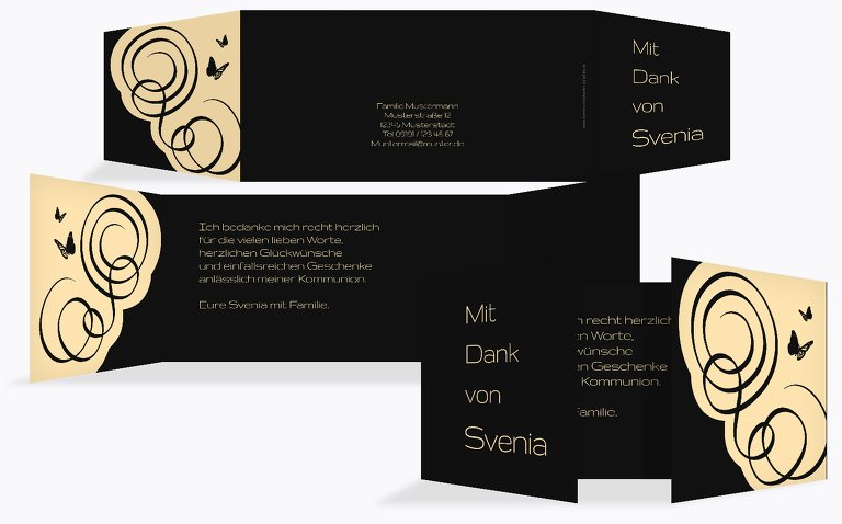 Kommunion Dankeskarte Butterfly