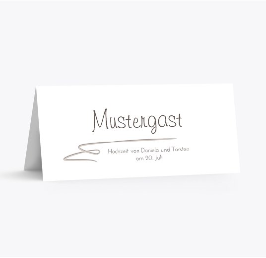 Hochzeit Tischkarte Doppelherz DunkelgrauBraun 100x44mm