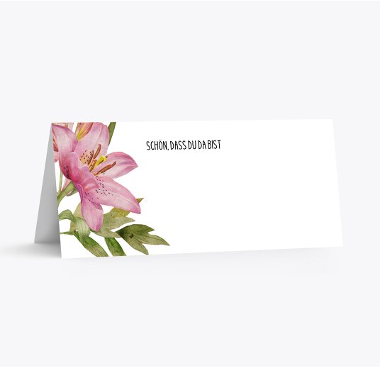 Hochzeit Tischkarte Blumendeko Weiß 100x44mm