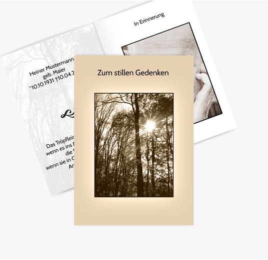 Sterbebildkarte Wald Trauerbeige 74x105mm