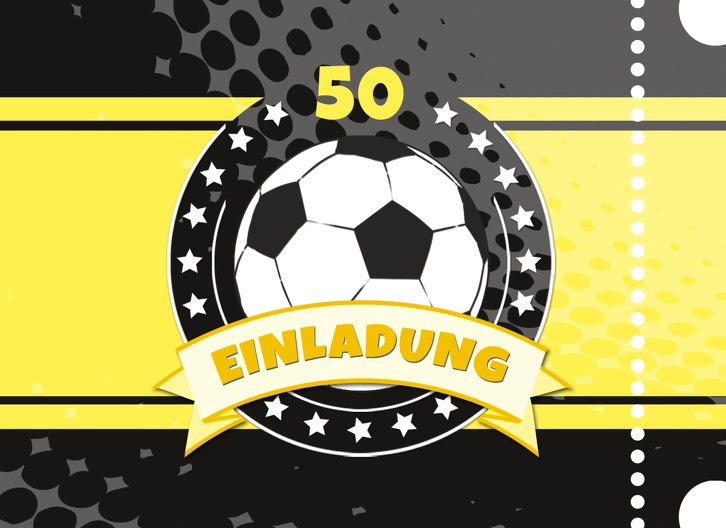 Ansicht 3 - Einladungskarte Fußballstar 50