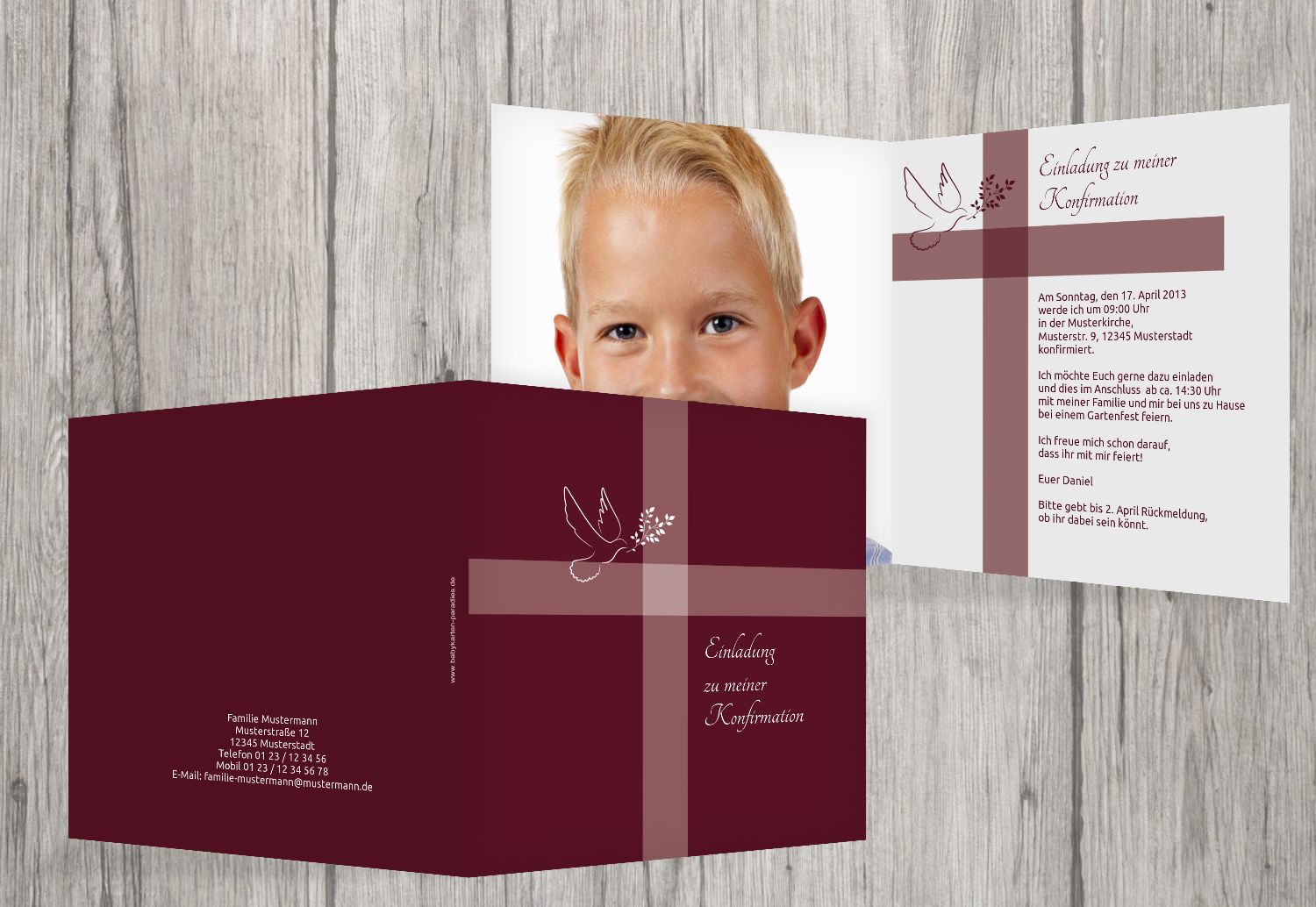 Einladungskarte zur Konfirmation Glaubensbote selbst gestalten!