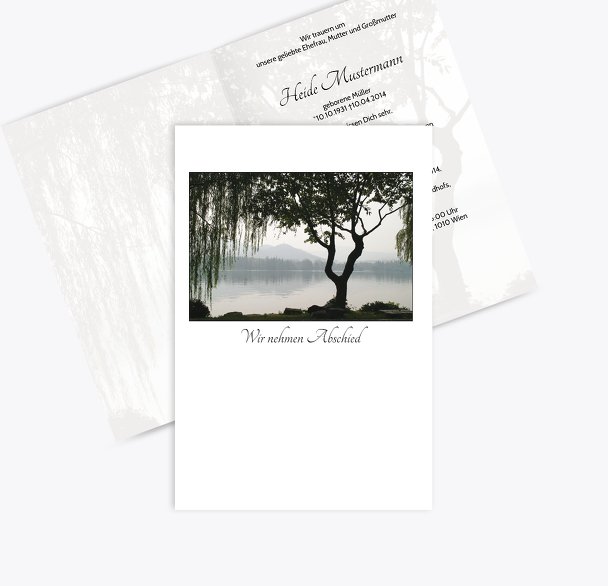 Trauerkarte Baum am See