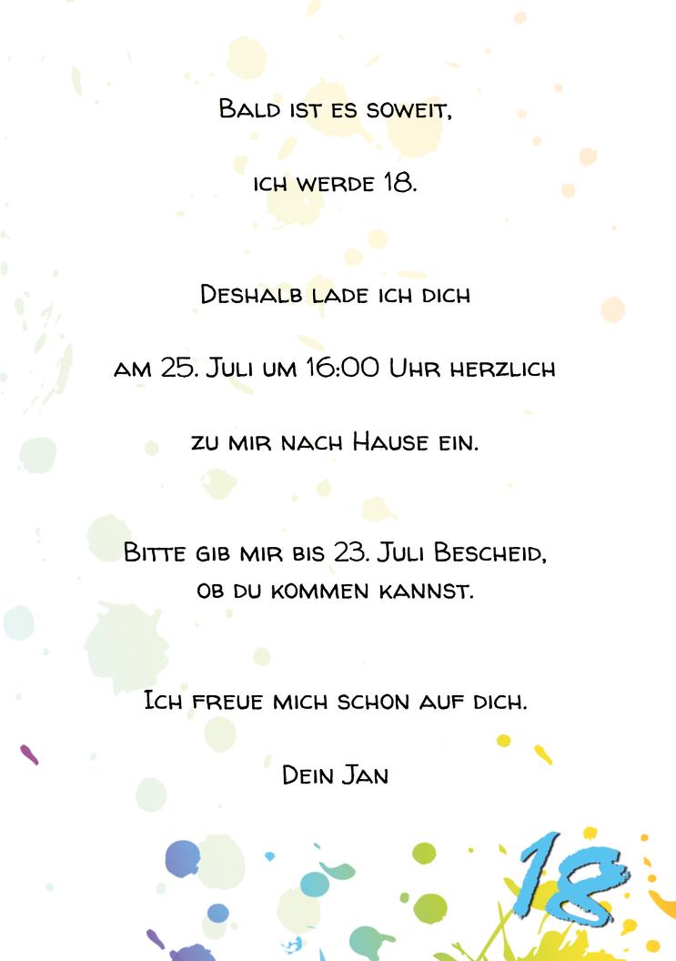 Karte 18 Geburtstag Bunte Party 18 Foto Selbst Gestalten