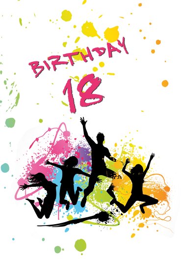 Karte 18 Geburtstag Bunte Party 18 Foto Selbst Gestalten