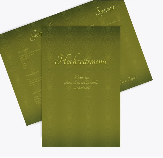 Hochzeit Menükarte Eheversprechen Matschgrün 148x210mm