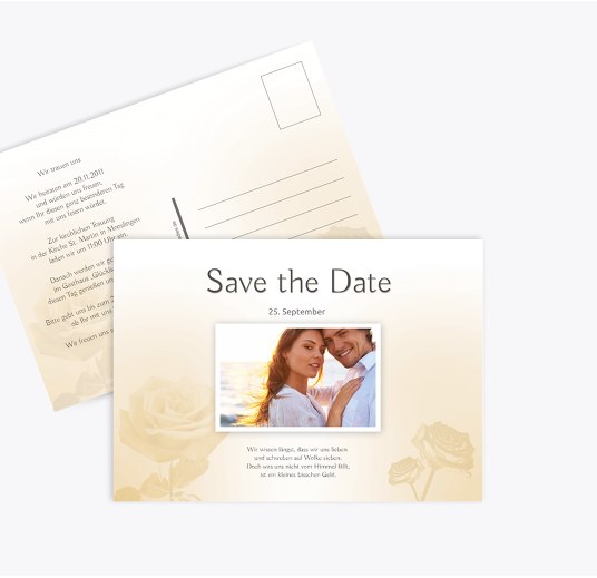 Save-the-Date Rose BeigeOrange 148x105mm
