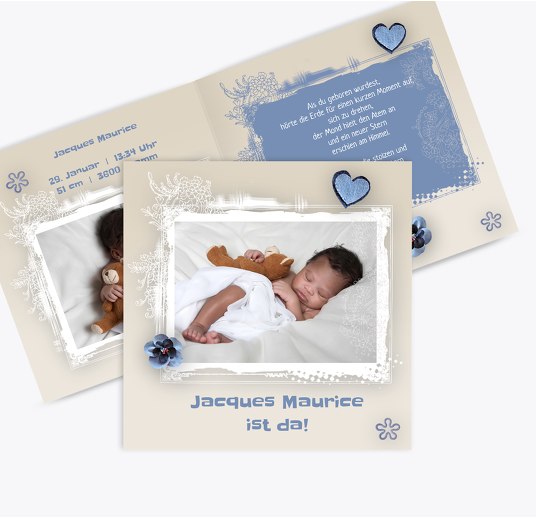 Geburtskarten Babykarten Danksagung Klappkarte individuell Frühlingserwachen