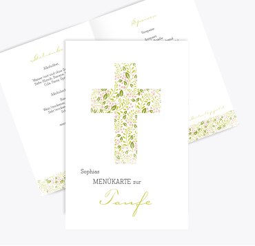 Menükarte Blumenkreuz