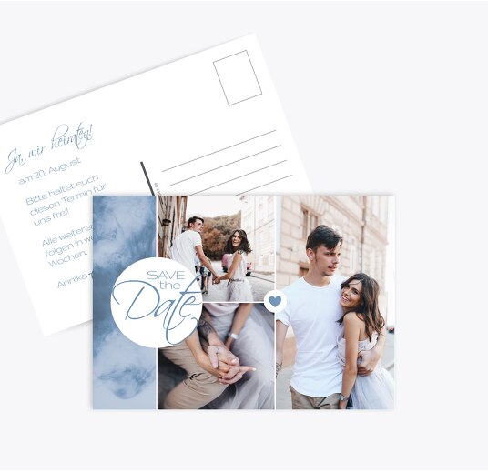 Hochzeit Save-the-Date Sanft MattBlau 148x105mm
