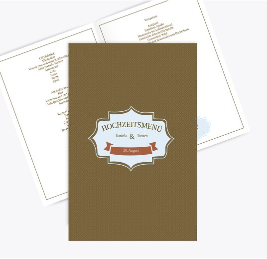 Hochzeit Menükarte Harmonie braunmatsch 148x210mm