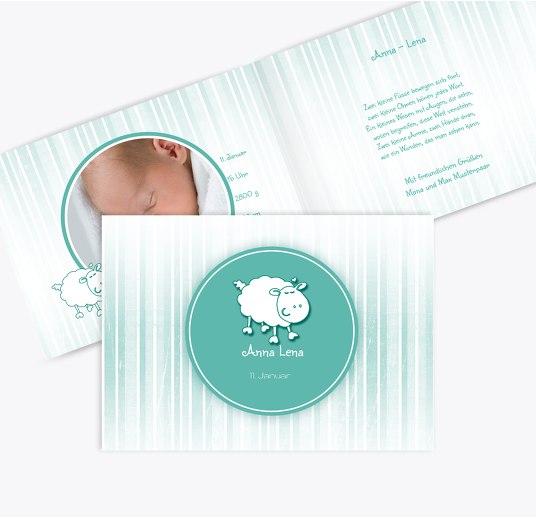 Geburtskarte Sheep AquaTürkis 148x105mm