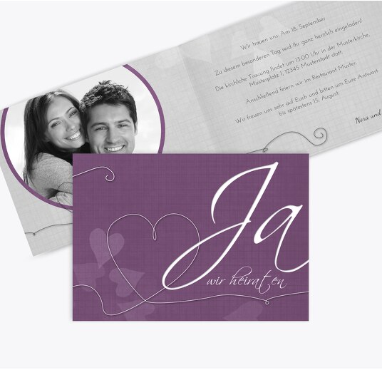 Hochzeit Einladungskarte ewiges Band LilaFlieder 148x105mm