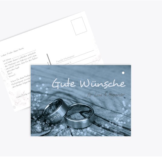 Hochzeit Ballonkarte Eheringe MattBlauDunkler 148x105mm