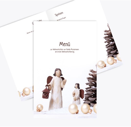 Menükarte Weihnachtsengel Braun 148x210mm