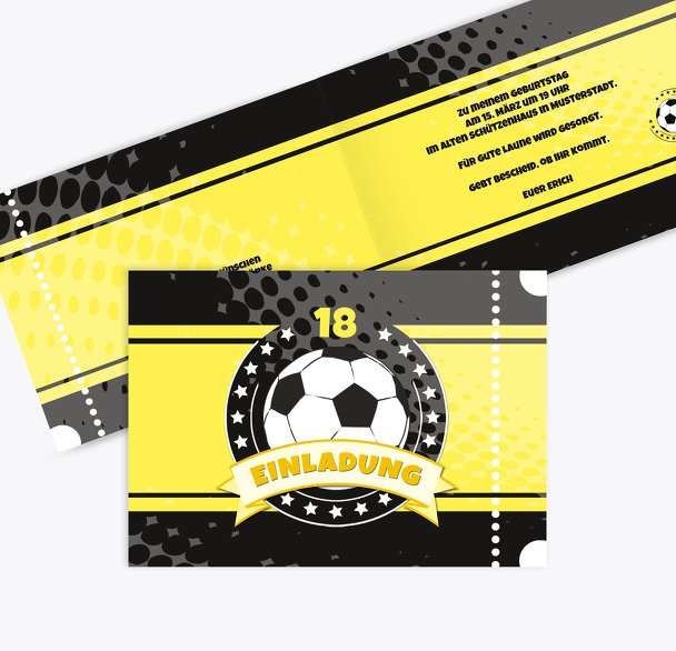 Einladungskarte Fußballstar 18