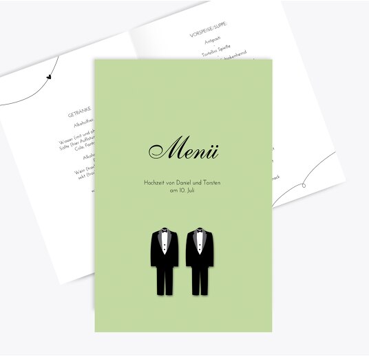 Hochzeit Menükarte suits MattGrün 148x210mm