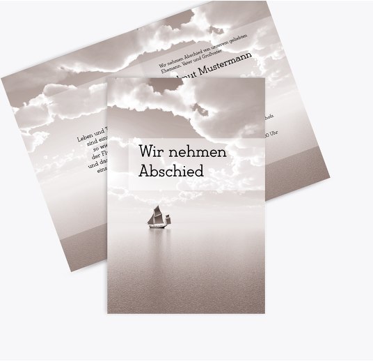 Trauerkarte Schiff Grau 114x170mm