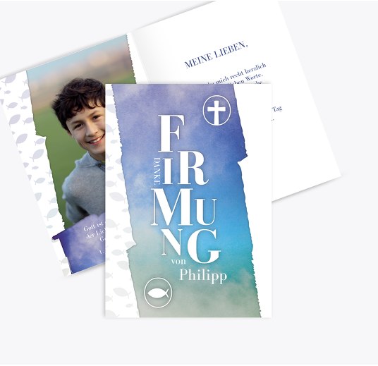 Firmung Dankeskarte Himmelreich Blauheller 105x148mm